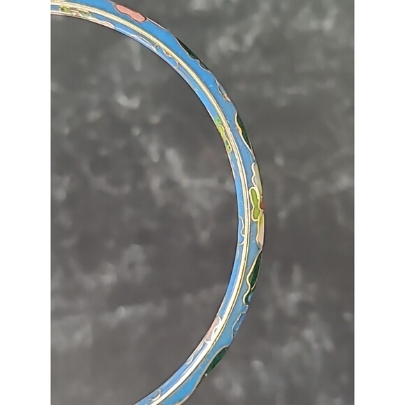 Cloisonne Floral Enamel Bangle Bracelet Vintage - Picture 5 of 10